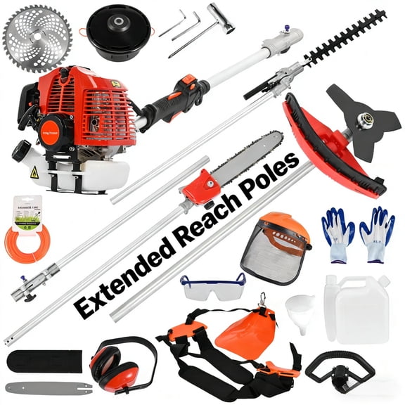ziertyon 52cc Gas Weed Wacker, 5 in 1 Weed Eater Gas Powered, Brush Cutter and Gas String Trimmer 2-Cycle Extreme Duty, Grass Trimmer 2025 Upgraded
