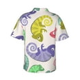 thumbnail image 3 of Daiia Cute Chameleons Hawaiian Shirt for Men Gentle Cotton Regular Short Sleeve Casual-XX-Large, 3 of 9