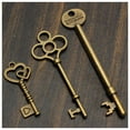 thumbnail image 6 of 18 Antique Vintage Old Look Bronze Skeleton Key Heart Bow Lock Pendant, 6 of 7