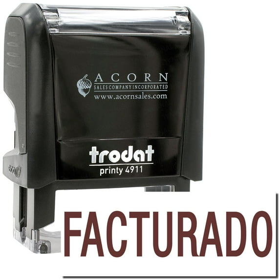 Self-Inking Facturado Stamp, Trodat Printy 4911, Press and Print Stamping, Impression Size 5/8" x 1-1/2", Up to 10,000 Impressions - Brown Ink