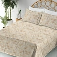 thumbnail image 3 of Ambesonne Autumn Vibes Fitted & Flat Sheet with Shams 4 Pcs Set, Fall Swirling Leaves, King, Eggshell Beige Pale Sepia, 3 of 5