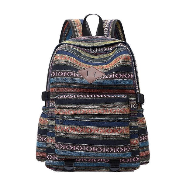 Canvas School Bag Laptop Backpack For College Students And Gym Enthusiasts Ethnic Book Bags Large Capacity Rucksacks Red