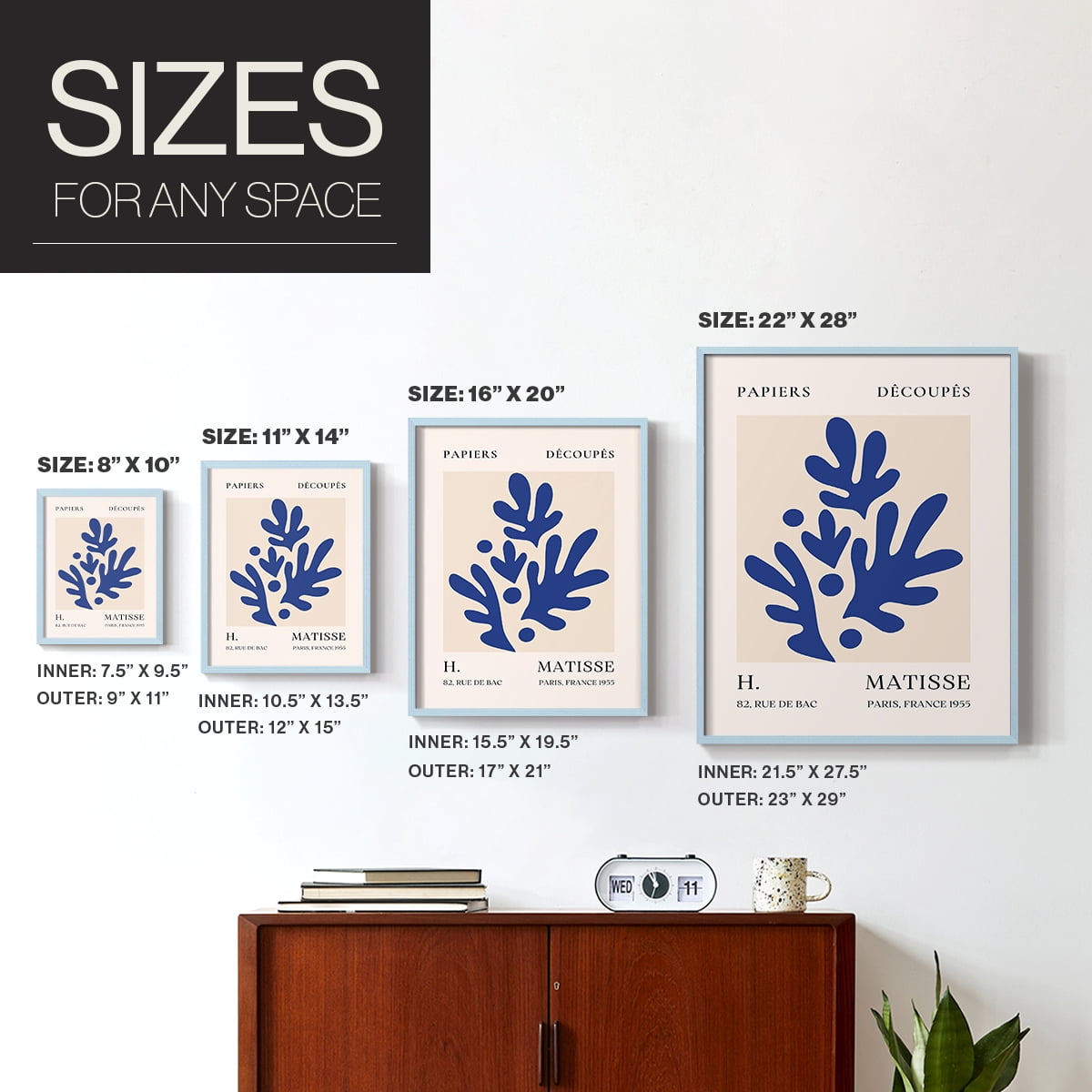 Matisse CLVIII Framed Print in Blue Solid Wood 11 x 14 Framed Print