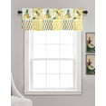 thumbnail image 3 of Tropical Pineapple Linen Curtain Valance for Bedroom/Bathroom/Kitchen/Office/Living/Dining Room Windows,Summer Fruit Yellow Geometric Stripe Pocket Topper Drapes Decorative Cafe Drapery Panel 60x18, 3 of 6