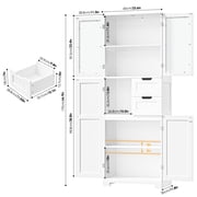 Homfa 67 Tall Bathroom Cabinet, White Linen Cabinet with Doors and Removable Drawers, Kitchen Cupboard
