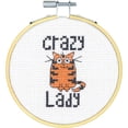 thumbnail image 2 of Dimensions Stitch Wits Counted Cross Stitch Kit 4" Round-Crazy Cat Lady (14 Count), 2 of 2