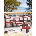 thumbnail image 2 of Pack of 2 Outdoor Pillow Covers, Mid Century Geometric Pattern Red Brown Gery Waterproof Square Throw Pillowcase Cushion Decorative Pillow Covers for Couch Patio Tent, 20x12 in, 2 of 6