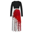 thumbnail image 3 of Dress for Women Casual,3/4 Sleeve Dress,Womens Fashion Printed Long Sleeve Round-Neck Pullover Patchwork Dress, 3 of 5