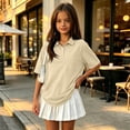 thumbnail image 2 of School Uniform for Kids and Girls Short Sleeve Polo Shirts Size 10-12 Soft Breathable Collar with Buttons Golf Polo Shirt Performance Youth School Shirts Khaki 140, 2 of 4