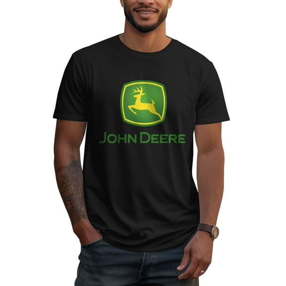 John Deere Logo Mens 100% Cotton Short Sleeve T-Shirt 180g Round Neck Casual Fashion T-Shirt