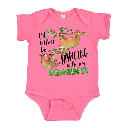 

Inktastic Id Rather Be Hanging with my Grandpa- Cute Sloths Boys or Girls Baby Bodysuit