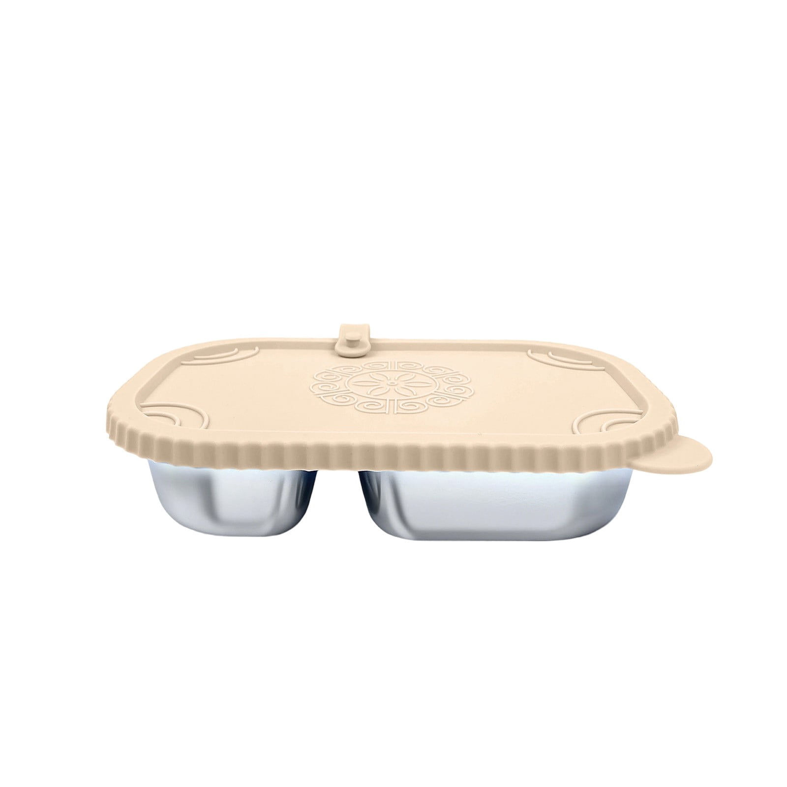 Xheghe Stainless Steel Bento Box with Silicone Lid - Leak-Proof, Two-Compartment Design for Travel, Office, or Picnic Lunches