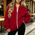thumbnail image 2 of Evdexr Sweatshirts for Women Zip Up Drop Shoulder Long Sleeve Sweatshirt Fall 2026 Dressy Trendy Jacket Solid Loose Fit Oversized Y2k Coats with pockets XL, 2 of 7