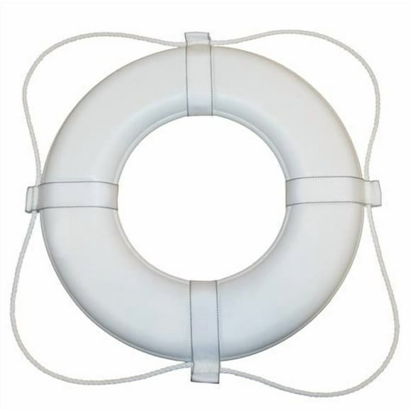 Taylor Made PFD - Personal Floatation Device 567 Life Buoy; 24 Inch Diameter; Ring; With Sewn In Beckets To Secure Grab Line; White