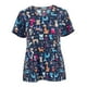 thumbnail image 2 of Blusa médica con cuello en V, cómoda y con estampado de animales lindos, ropa de trabajo multiusos para enfermeras Perro azul marino, 2 of 9