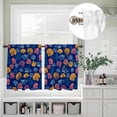 thumbnail image 5 of Kitchen Window Curtains Valance and Tier Set, Summer Nautical Colorful Shell Rod Pocket Tier Curtain Valance Set, Dark Blue Backdrop Light Filtering Cafe Curtains for Bedroom Living Room, 5 of 9