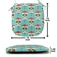 thumbnail image 6 of Skull Chair Seating Cushion, Oriental and Roses on Skull South American Culture Vintage Style, Soft Seat Pads for Office with Anti-slip Backing, 16"x16", Seafoam Green and Ruby, by Ambesonne, 6 of 6
