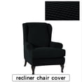 thumbnail image 2 of Sofa Covers Wing Chair Elastic Fabric Stretch Couch Slipcover Polyester Sp andex Furniture Protector (Black), 2 of 7