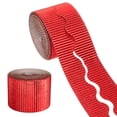 thumbnail image 1 of Uxcell 49.2ft Borde de Tablón de Anuncios, Borde Decorativo de Papel Corrugado en Olas, Decoración de Fiesta de Cumpleaños, Rojo Metálico, 1 of 7