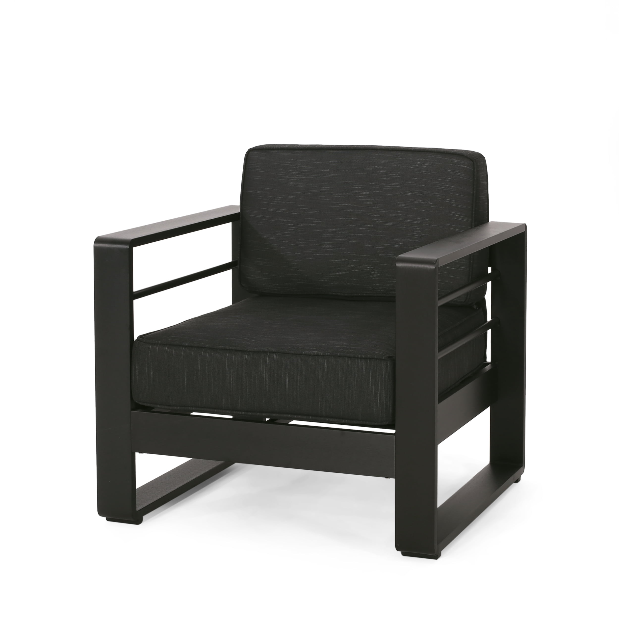 Outdoor Single Leisure Seat Chair, Acacia Wood Frame Relaxing Seat for Patio Garden, Teak and Beige