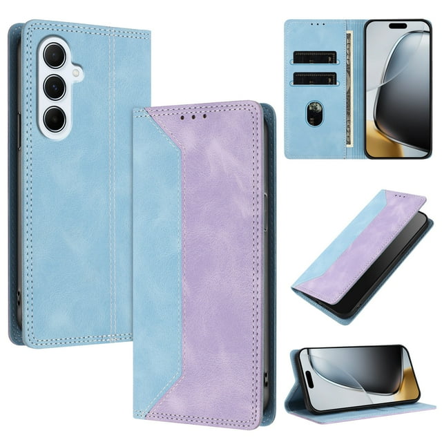 Funda FOXDOCK para Samsung Galaxy A56 de Cuero Premium Bicolor con Ranuras RFID, Carcasa Tipo Billetera Antigolpes y Soporte Plegable