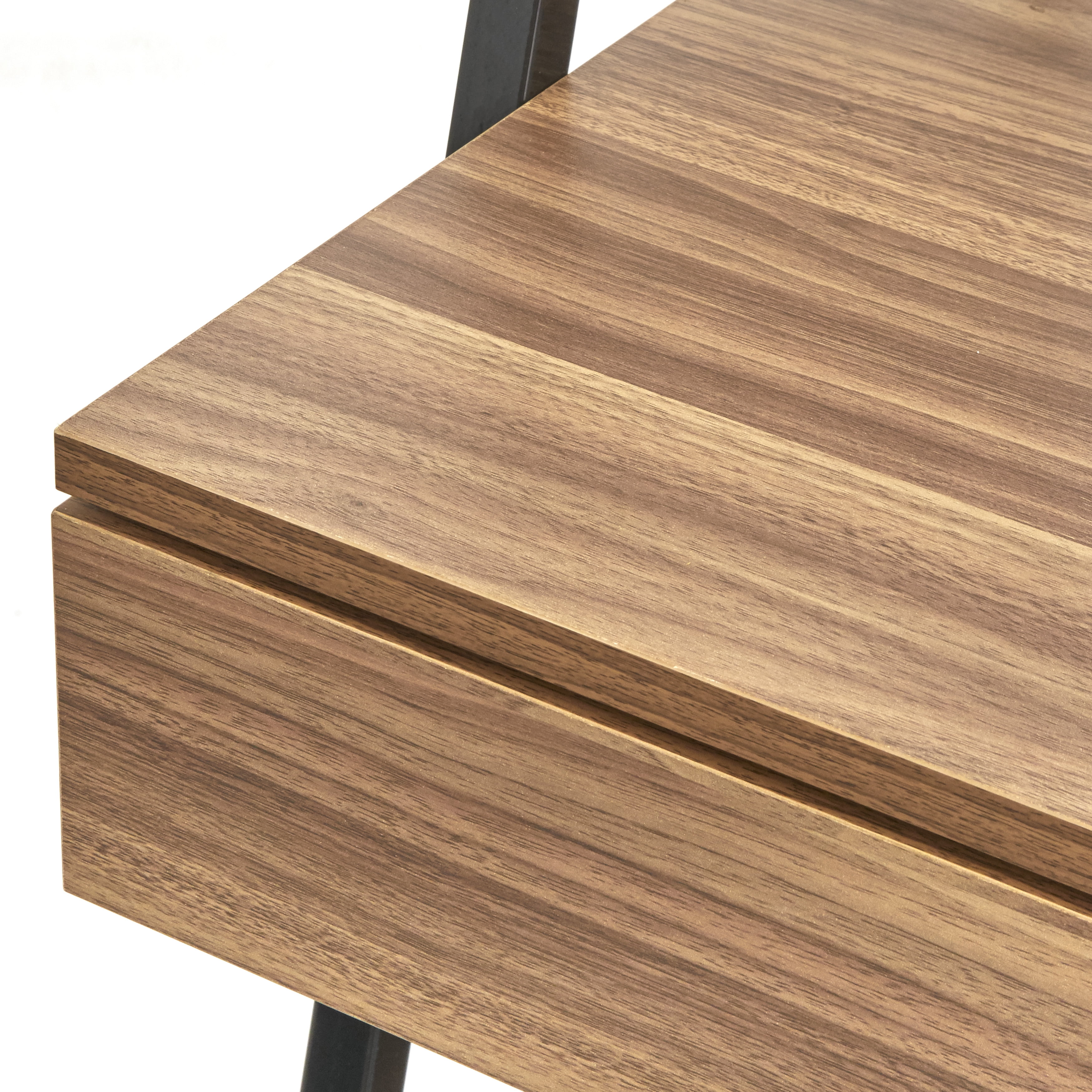 TMS Denton Vertical Metal Frame Ladder Desk, Walnut and Black Finish