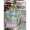 thumbnail image 5 of Outdoor Tablecloths with Umbrella Hole & Zipper, Colorful Ethnic Round Tablecloths 60 Inch, Modern Abstract National Geometric Teal Waterproof Table Cloth, Patio/Pool/Picnic Table Covers, 5 of 8