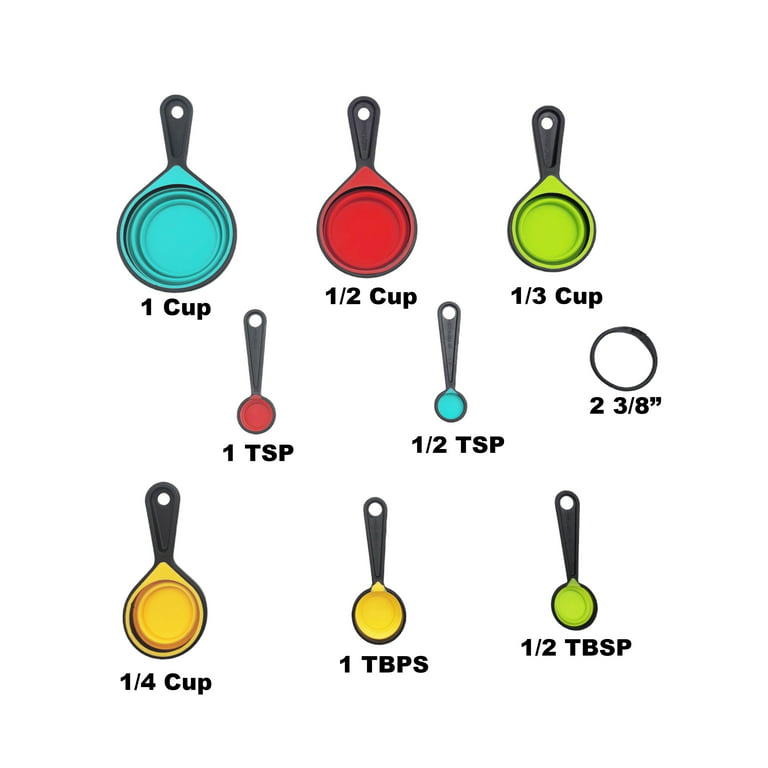 Mainstays 8-Piece Collapsible Silicone Measuring Cup Set, Size: Multi