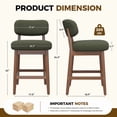 thumbnail image 2 of Daluvenix Counter Height Bar Stools Set of 3, Mid-Century Bar Chairs with Solid Wood Frame and Backrest, Modern Boucle Fabric BarStool for Kitchen Island, Wooden Dining Room Chair, 2 of 9