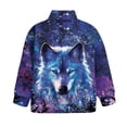 thumbnail image 5 of Uorisanigo Kids Girls Sweatshirt Comfortable Blue Galaxy Wolf Long Sleeve Pullover Top Oversized Quarter Zipper Cropped Sweatshirt Fall Trendy Outerwear Kids Half Zip Up Hoodies, 5 of 7