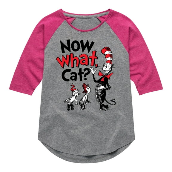 The Cat in the Hat - Now What Cat - Toddler & Youth Girls Raglan Graphic T-Shirt