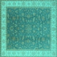 thumbnail image 1 of Ahgly Company Machine Washable Indoor Square Oriental Turquoise Blue Industrial Area Rugs, 7' Square, 1 of 4