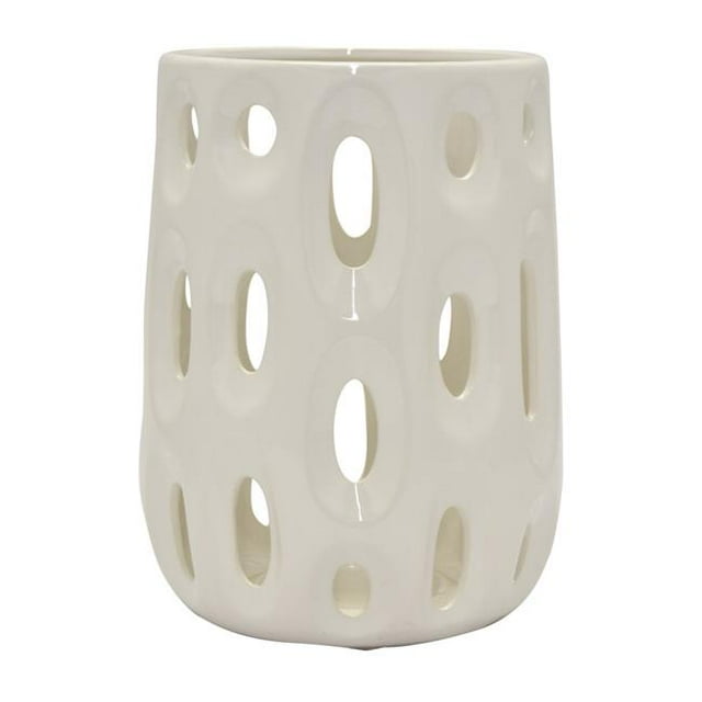 Plutus Brands PBTH92061 Porcelain Ceramic Vase Pierced in White