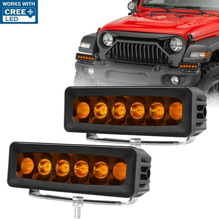 2X 6" 60W CREE LED Light Bar Spot Flood Combo  Driving Fog Lamp Amber Offroad UTV ATV