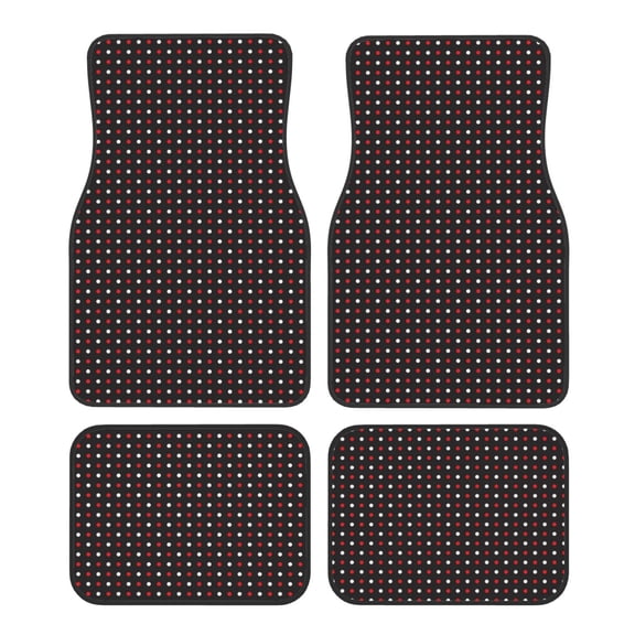 Vsdgher Red and white polka dots Car Foot Mat Set of 4 Pieces Universal Floor Liner Car Accessories Fits Most Cars, Trucks, Vans, sedans, SUV