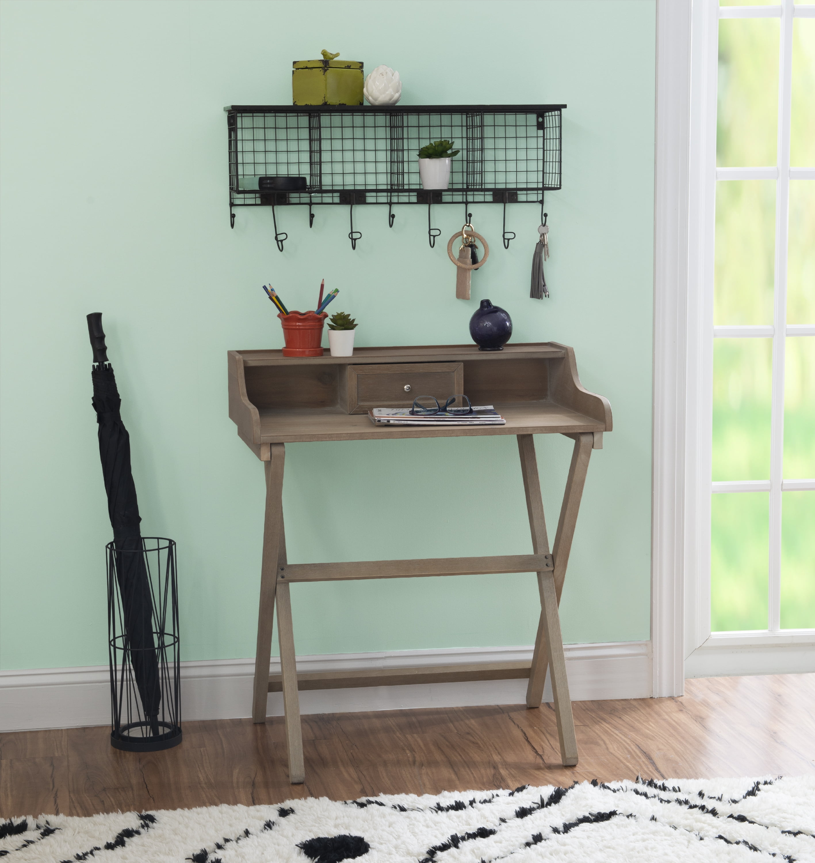 Linon Coy Folding Desk, 34.25" Tall, Rustic Brown Finish
