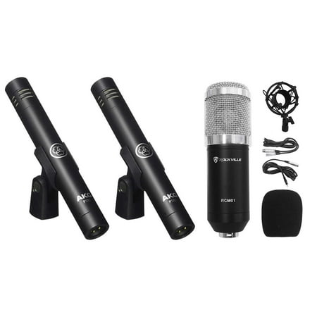Akg Kick Drum - (2) AKG P170 Studio Pencil Microphones Instrument Drum Microphones+Condenser Mic
