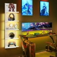 thumbnail image 2 of 5 Tier Display Shelf Case with Light LED Wall Mount Vertical Shelf with LED Wall Decor Floating Shelves for Bedroom Living Rooms Bathroom Book Gaming Shelves, 2 of 4