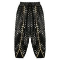 thumbnail image 3 of Aislor Girls Metallic Floral Printed Satin Harem Pant Elastic Waist Kids Patiala Dhoti Salwar Pants Black 8, 3 of 7
