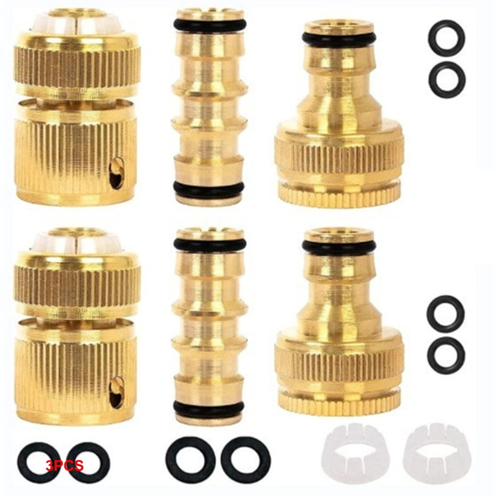 Tibvox Strong Brass Hose Adapters Universal Quick Connection Couplers for Faucets Garden Hoses & Washing Machine Tubes