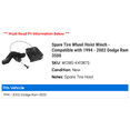 thumbnail image 2 of Spare Tire Wheel Hoist Winch - Compatible with 1994 - 2002 Dodge Ram 3500 1995 1996 1997 1998 1999 2000 2001, 2 of 2