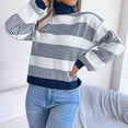 thumbnail image 6 of VALMASS Long Sleeve Crew Neck Color Block Winter Casual Knit Sweater Women (M, Blue), 6 of 8