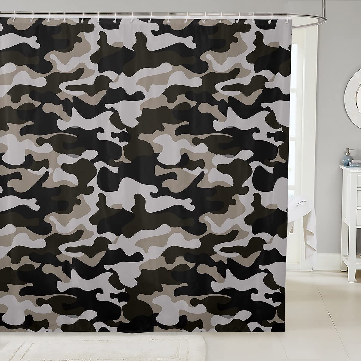 Boys Camouflage Shower Curtain Kids Teens Army Camo Bath Curtain Men Military Shower Curtain