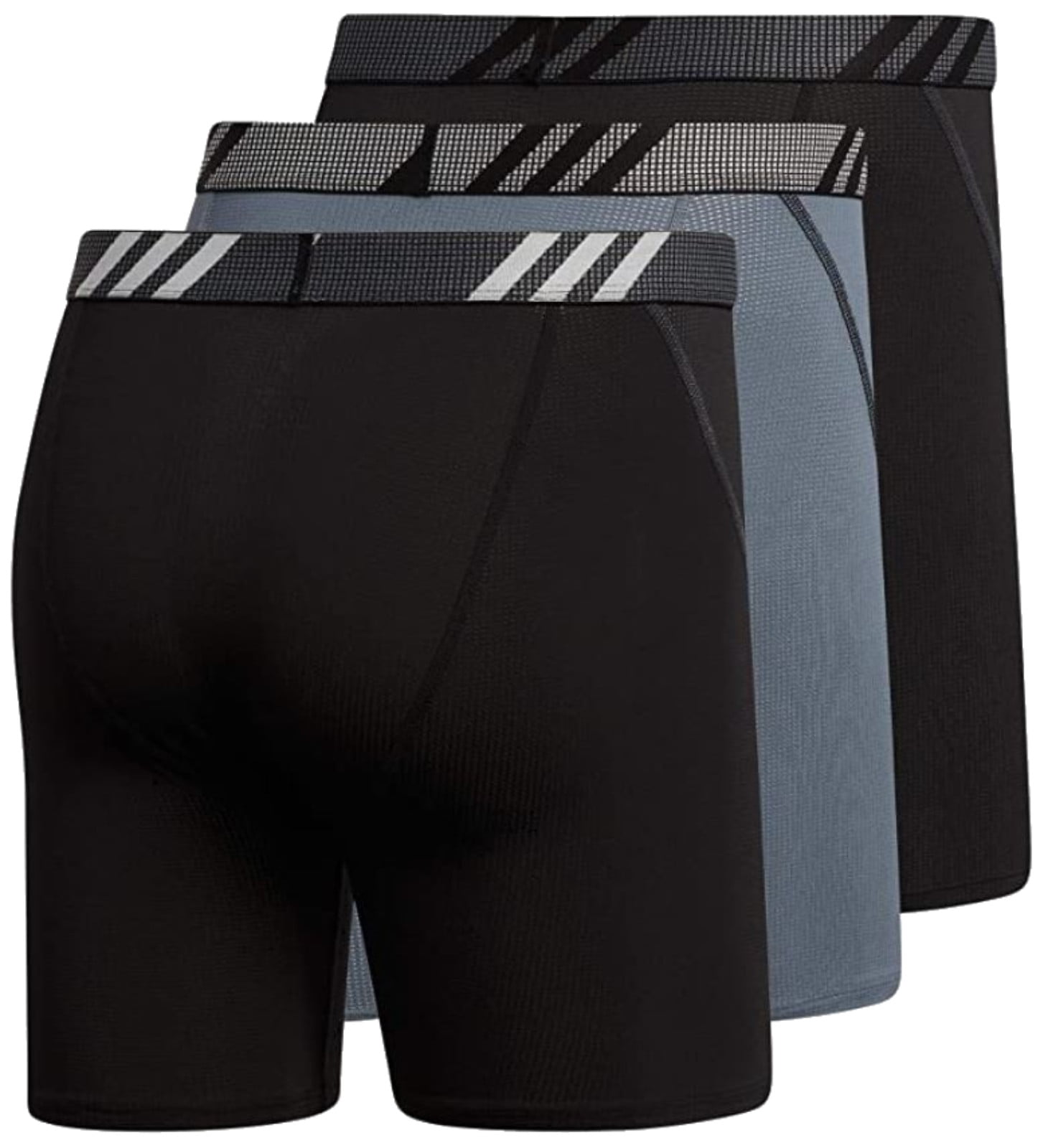 Adidas Men's Stretch Cotton Boxer Brief Tagless Underwear (3-Pack) - Black  