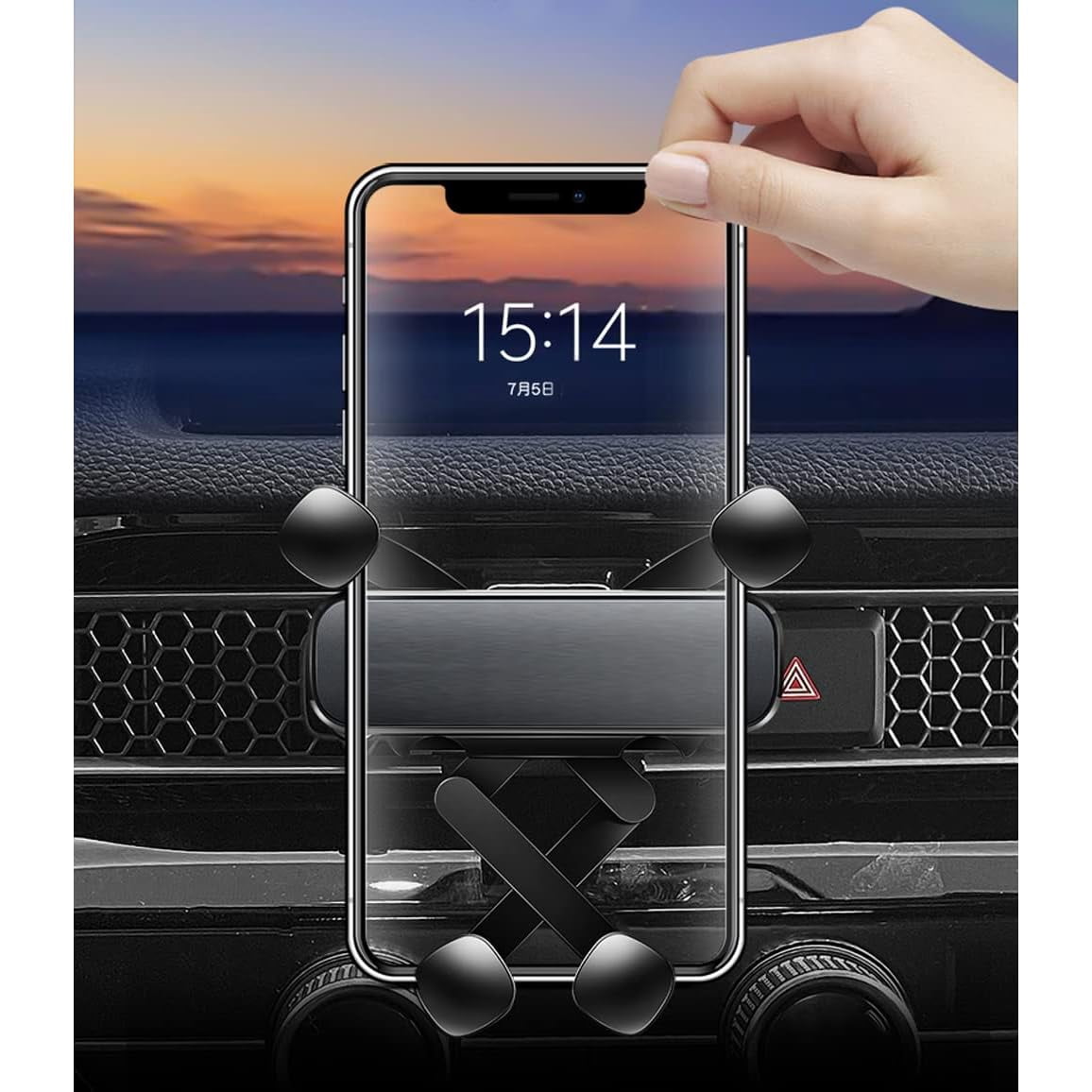 Smartphone Gravity Holder w/Exact Fit Clip-On Dashboard Mount For 2022-up Honda Civic (Won't Occupy Air Vent Opening)