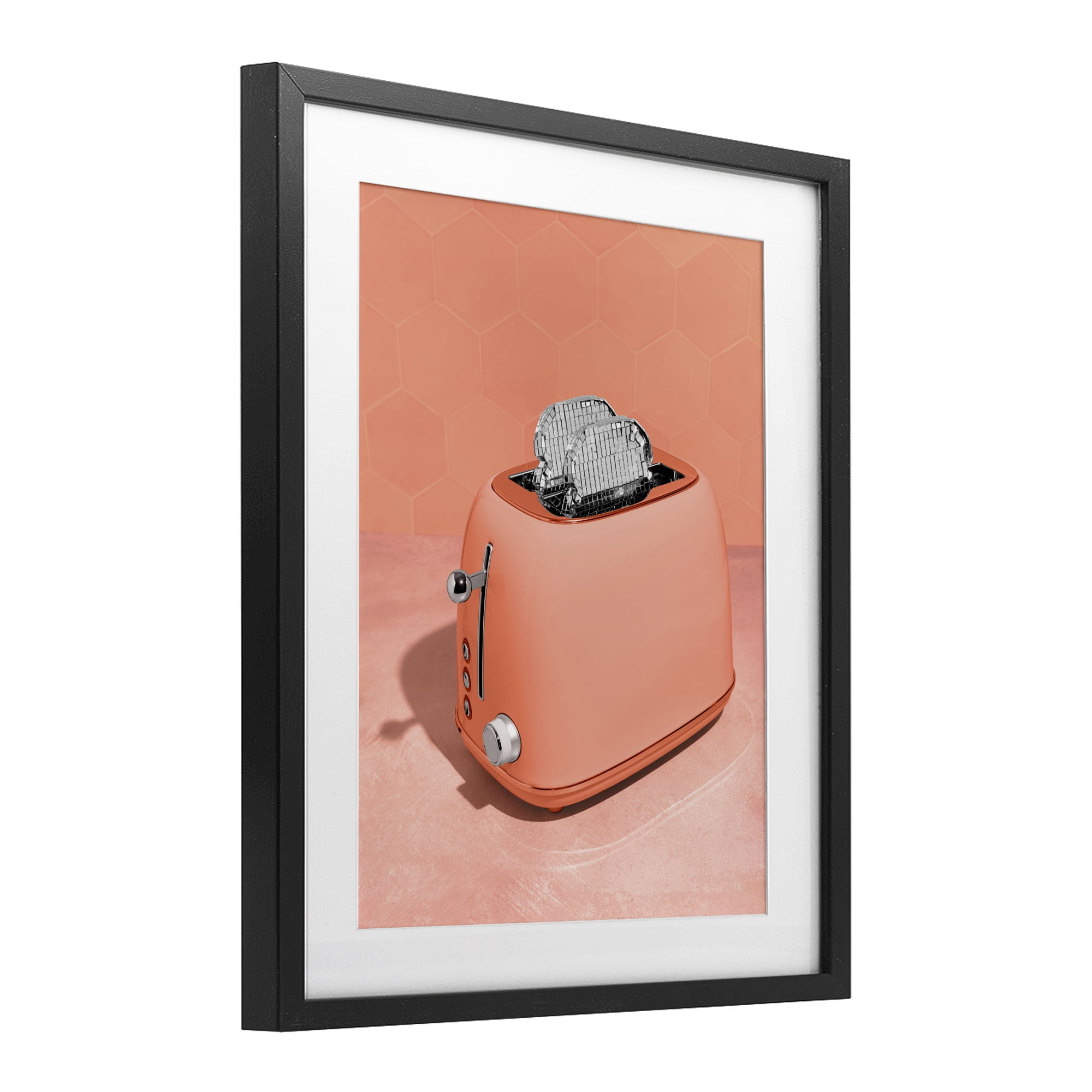 Stupell Industries Disco Toast over Orange Black Framed Print Under Glass, design by LISH Creative