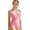 Pink, variant on Girls 1 Piece Swimsuit, Contrast Trim with Adjustable Spaghetti Straps, Kids Bathing Suit