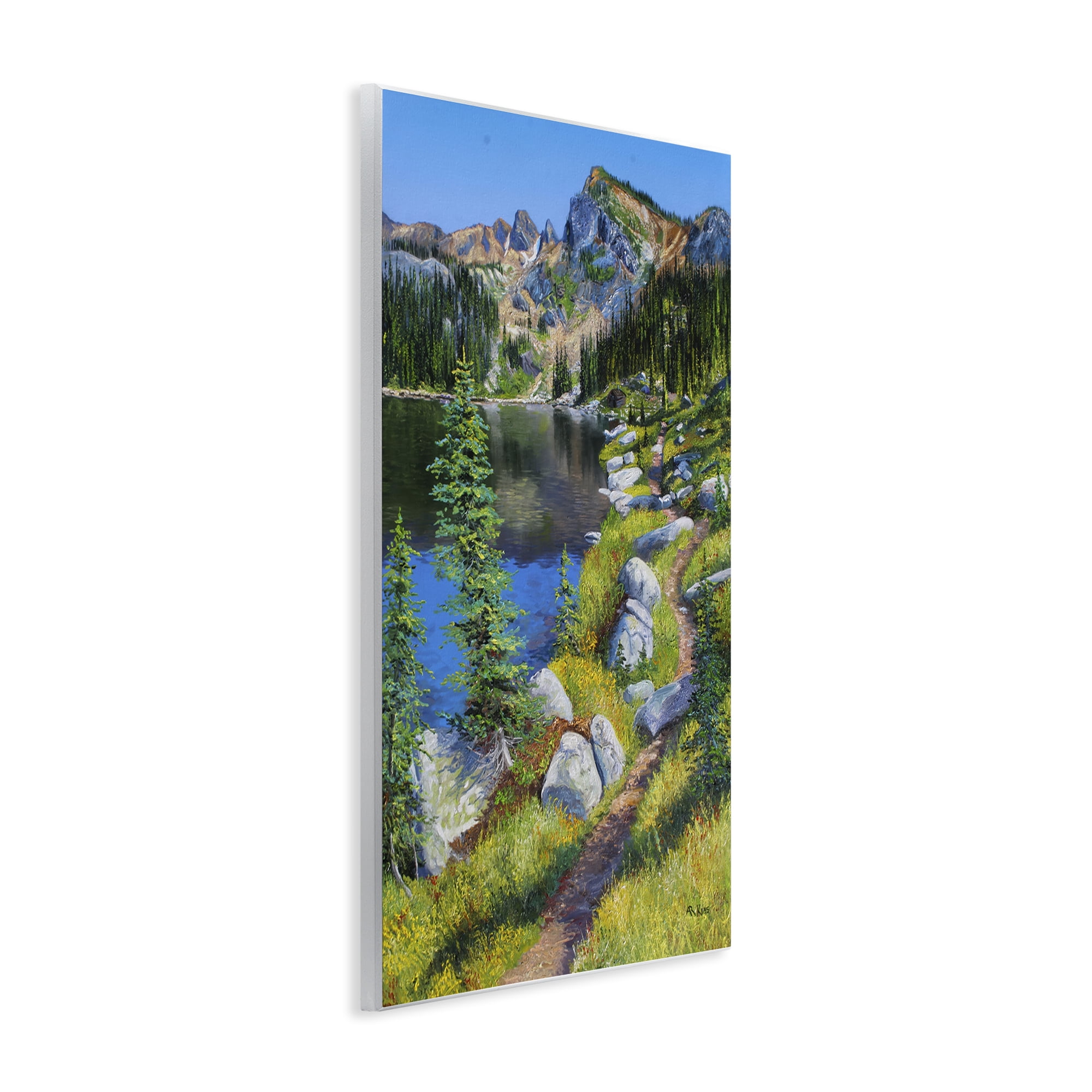Stupell Industries Alpine Lake Landscape Landscape & Nature Painting Unframed Art Print Wall Art, 13 x 19