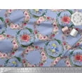 thumbnail image 2 of Soimoi Blue Silk Fabric Floral Wreath Flower Fabric Prints by Yard 42 Inch Wide, 2 of 3