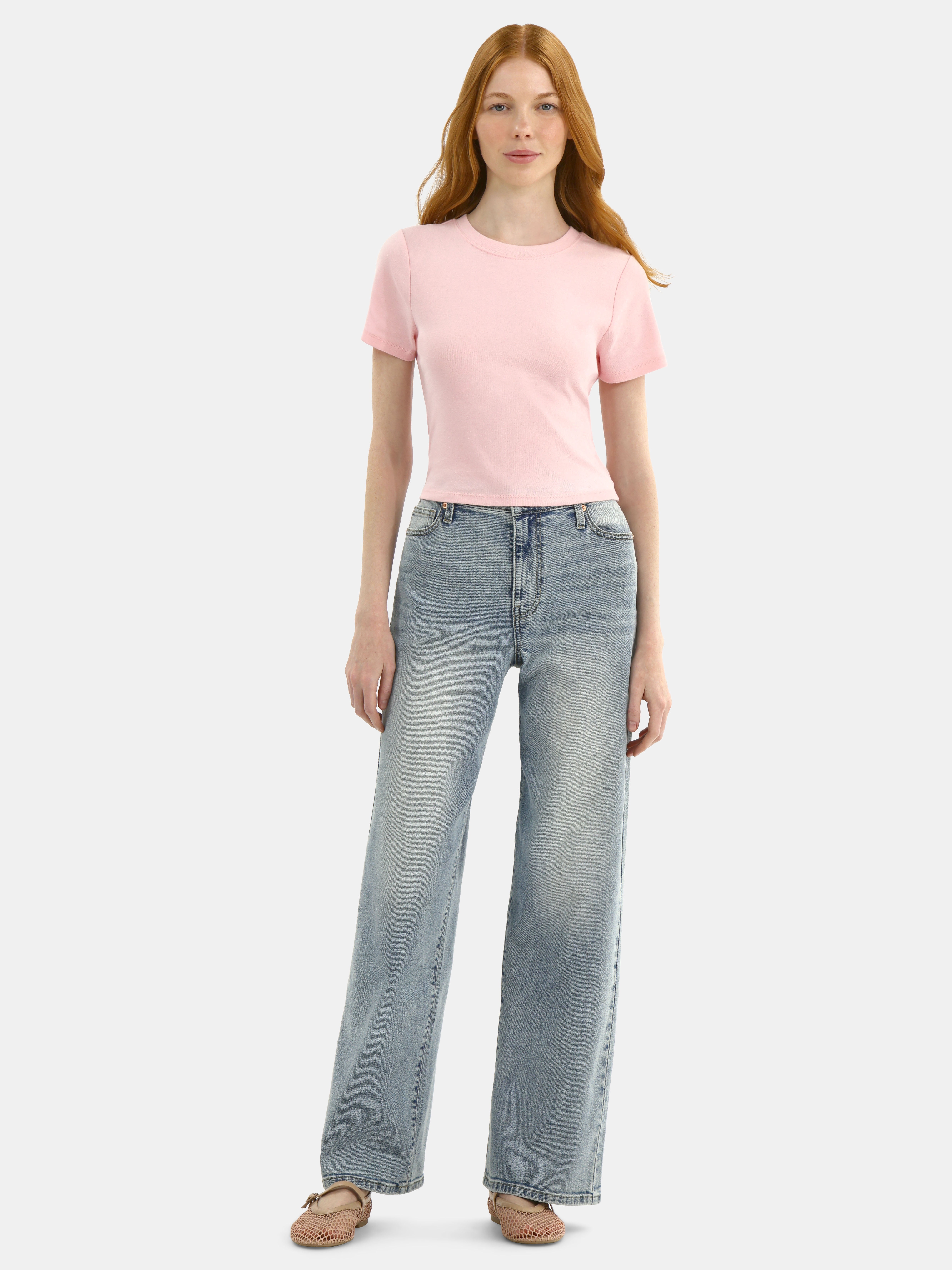No Boundaries High Rise Baggy Wide Leg Jeans, 32" Inseam, Women's and Women's Plus Sizes XXS-4X